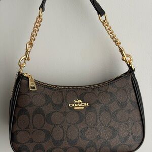 Coach Teri Brown Bag With gold chain and crossbody